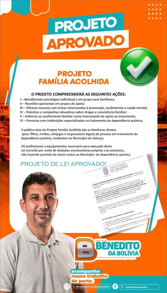 Foi aprovado o Projeto de Lei Família Acolhida, de minha autoria.