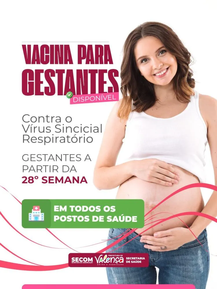 Gestantes, atenção! A vacina contra o Vírus Sincicial Respiratório (VSR) já está disponível nas unidades de saúde da cidade!💉