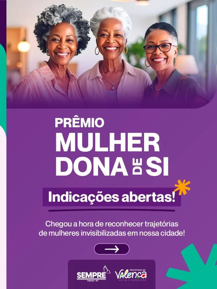 Prêmio Mulher Dona de Si recebe indicações da comunidade em Valença