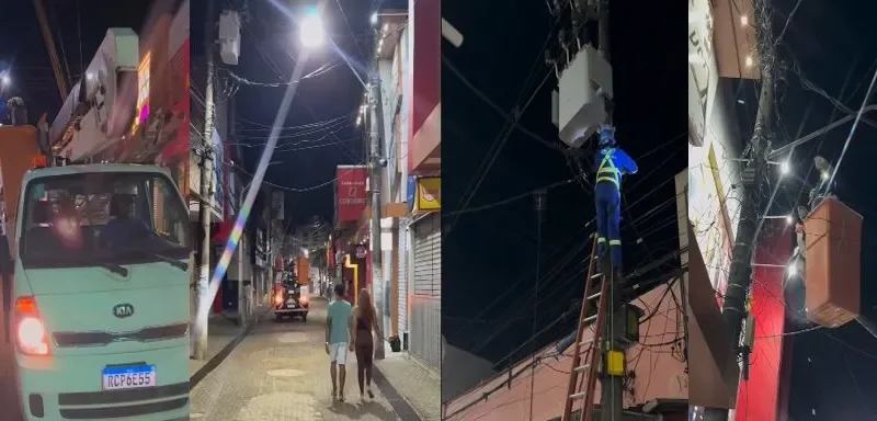 Calçadão em Valença recebe nova luminárias LED